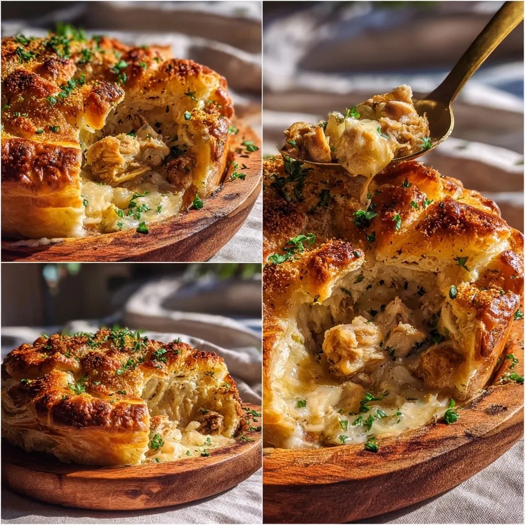 Cazuela cremosa de pollo con croissant