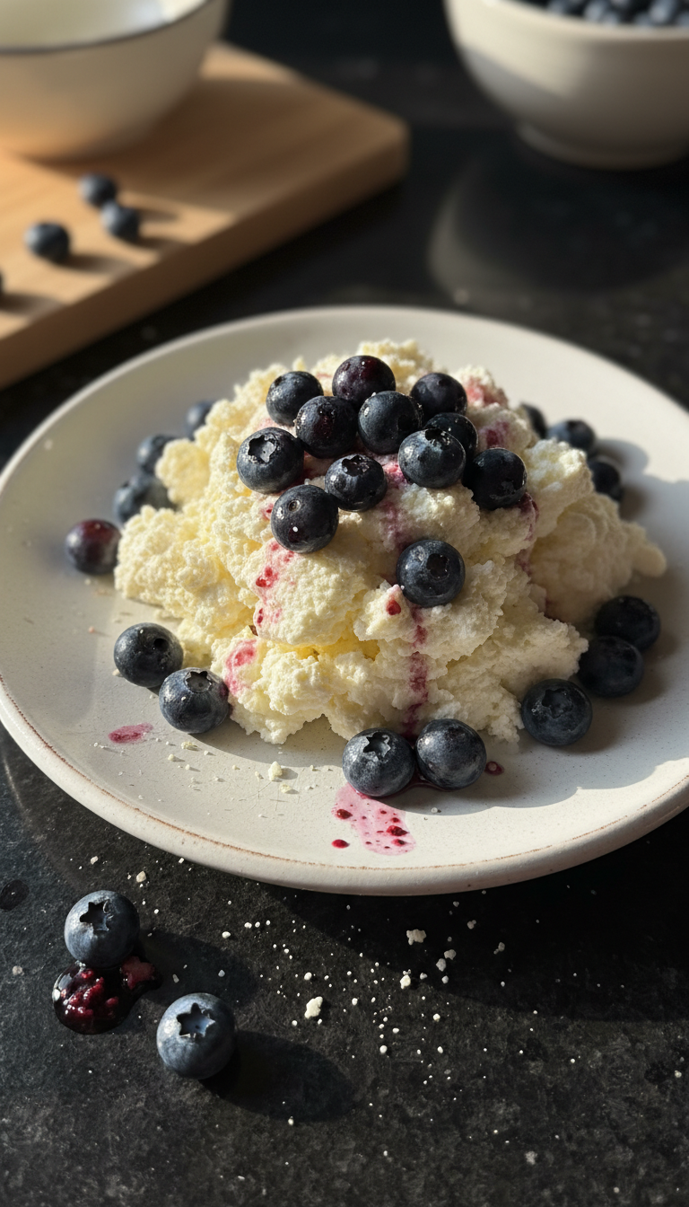 Maravilla de requesón con arándanos