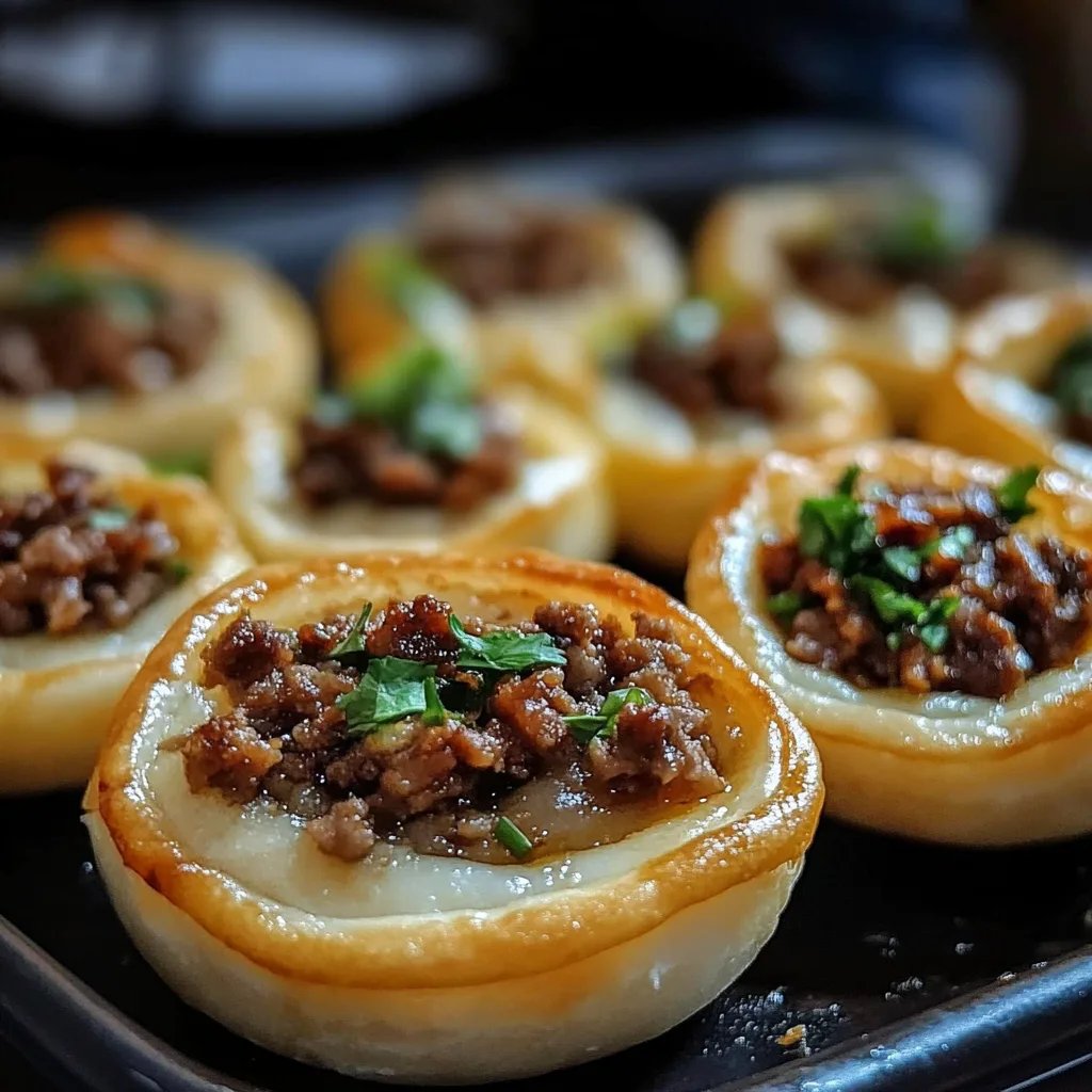 Mini pasteles de carne horneados en bandeja