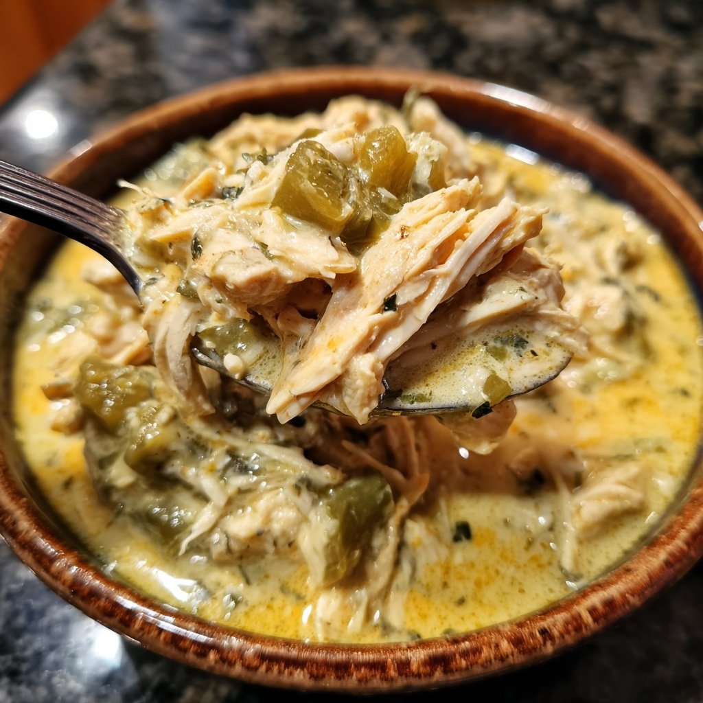 Chili pollo blanco olla lenta chiles verdes