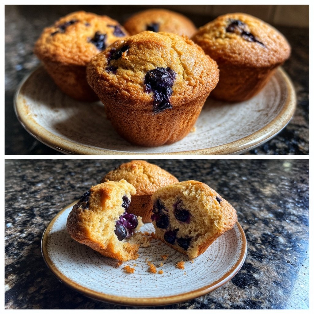 Muffins extraordinarios de masa madre con arándanos