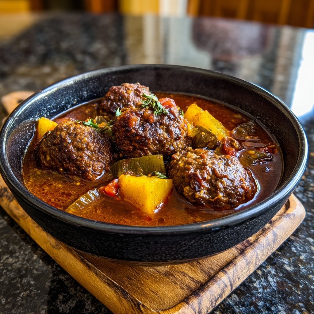 Estofado Jamaicano de Carne con Albóndigas