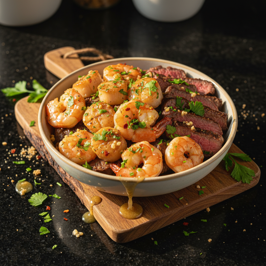 Bowl Surf and Turf de Mariscos