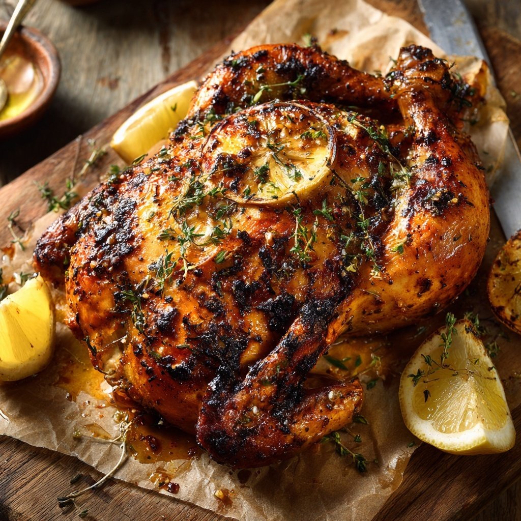Pollo asado entero hierbas limón