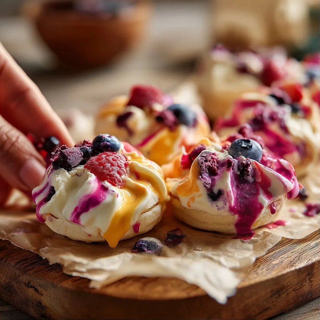 Bocaditos fusión de yogur congelado con frutas