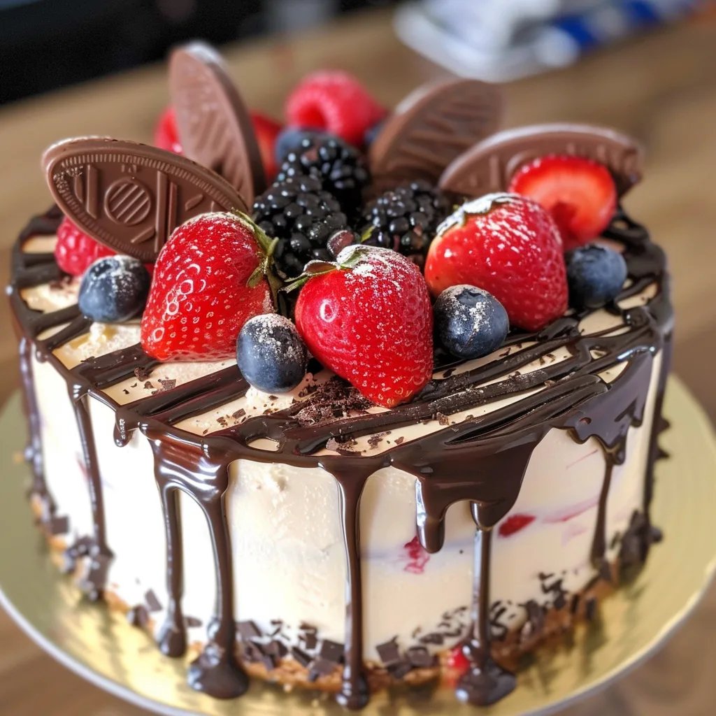 Tarta de Oreo y Fresa con Drip