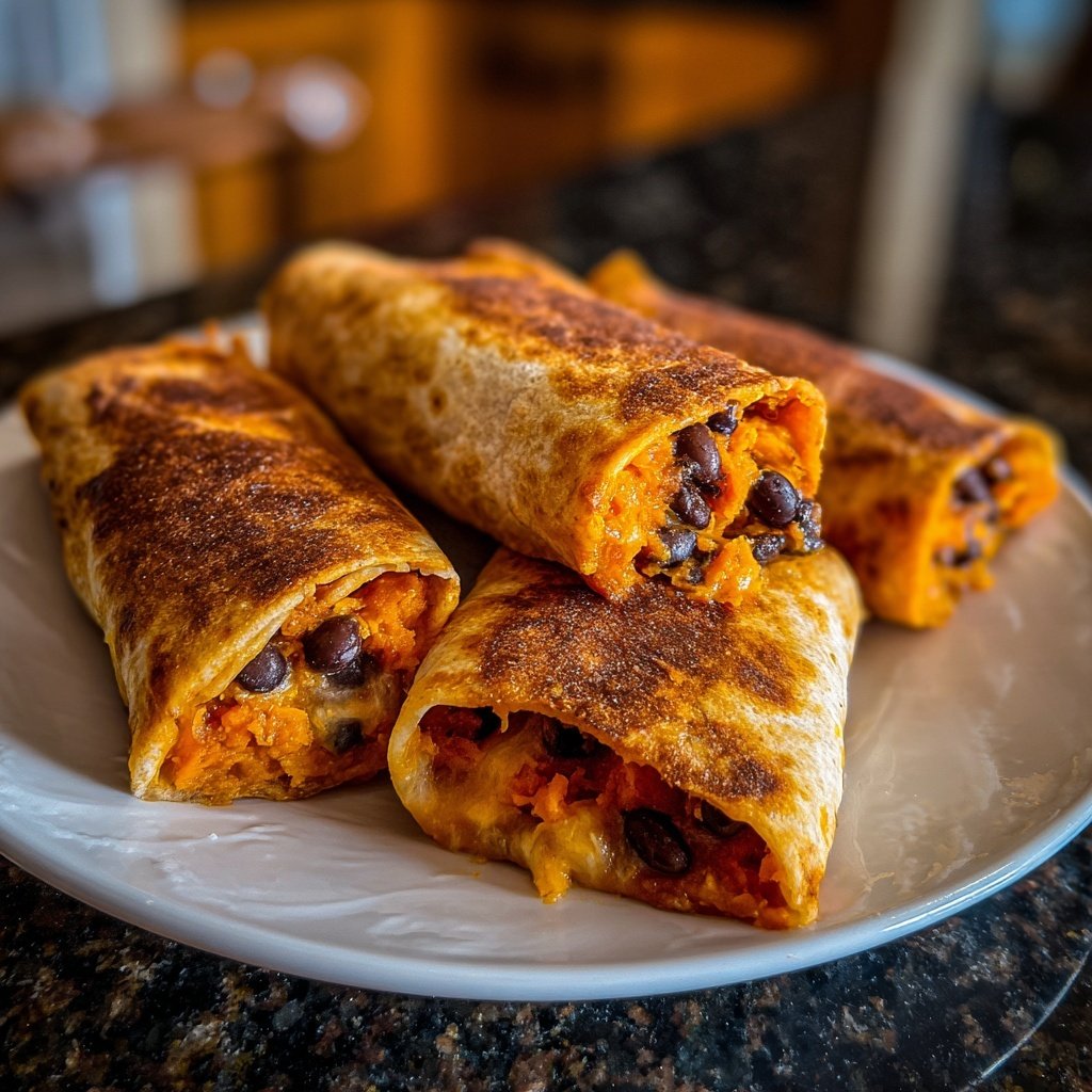 Burritos camote frijoles negros